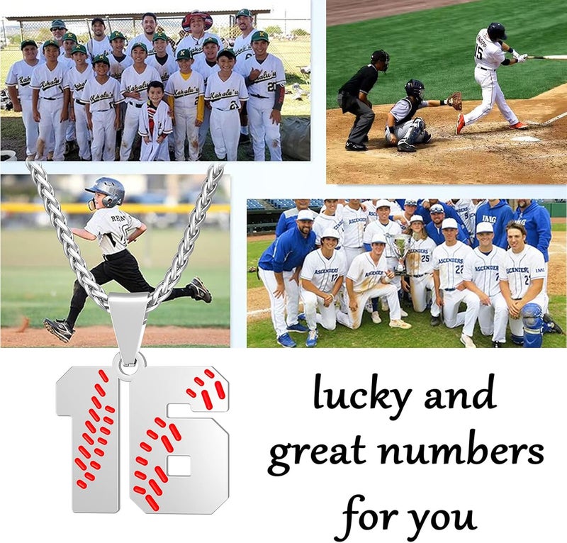 Wikavanli Personalized Baseball Jersey Number 00-99 Necklace - Stainless Steel Baseball Chain Pendant Necklace - Team Jewelry Gift for Boys, Girls, Men, Women - Image 3